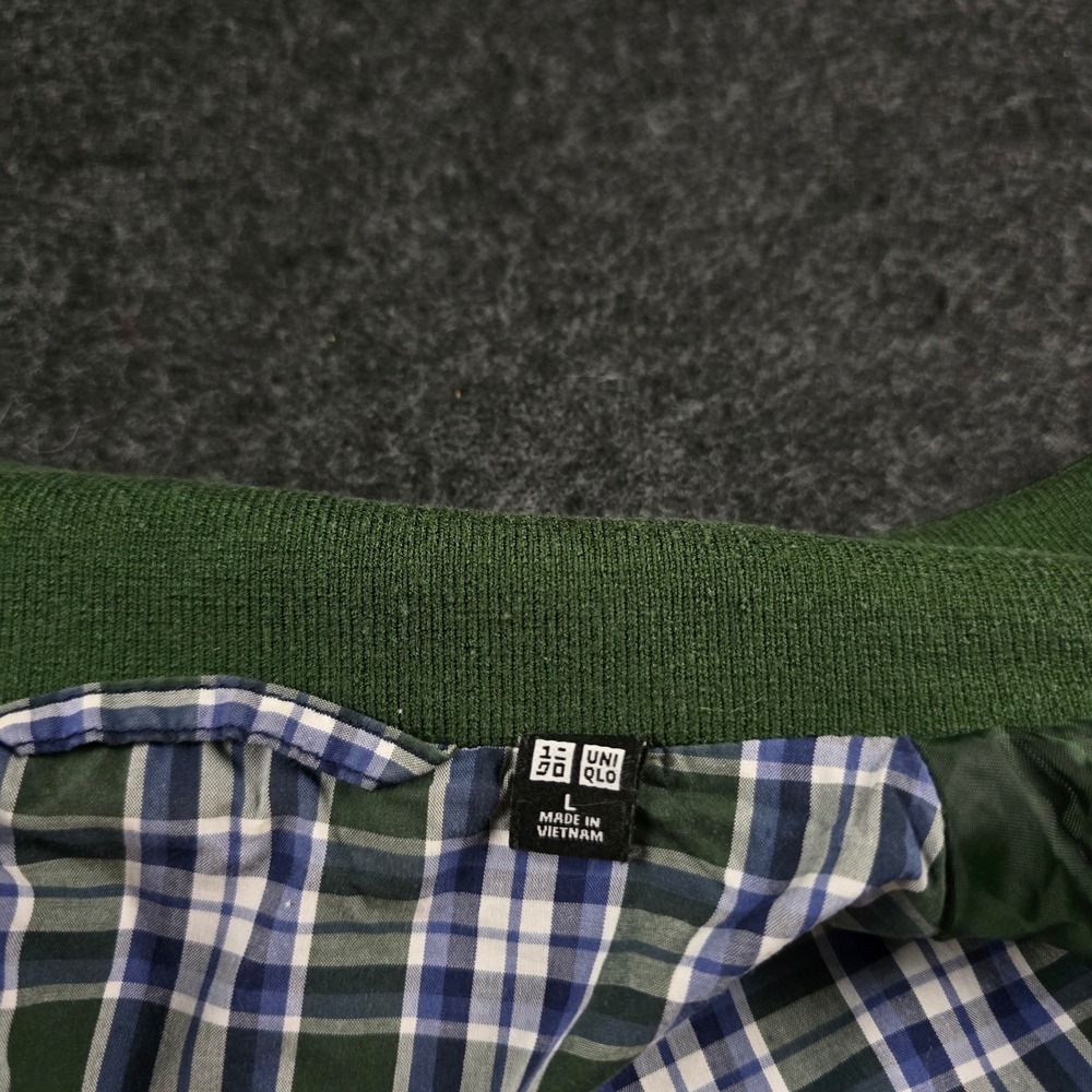 Uniqlo Harrington Jacket Green Plaid Lined Full Zip Baracuta Bomber Men's Large - Picture 3 of 14